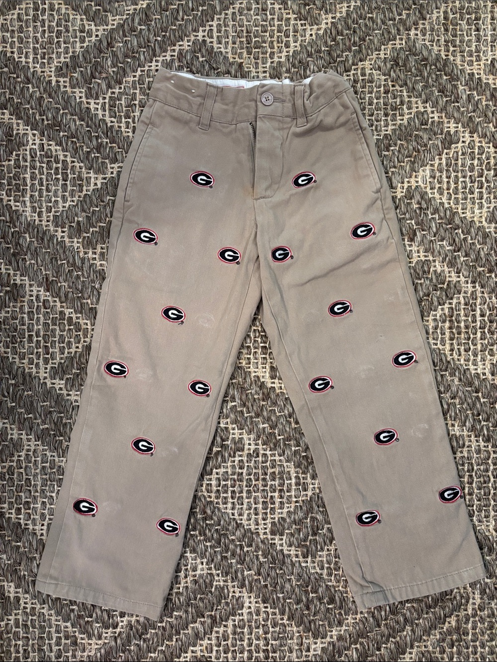 Kids Embroidered UGA Logo Khaki Casual Pants - Taupe